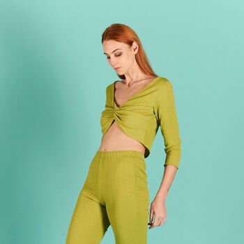 Chemise manches trois-quarts avec noeud sur le devant - LIME 2