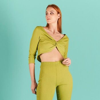 Chemise manches trois-quarts avec noeud sur le devant - LIME 3