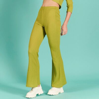 High-waisted flared trousers - LIME