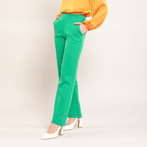 Solid color stretch trousers - GREEN
