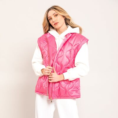 Quilted vest with zipper - LIME