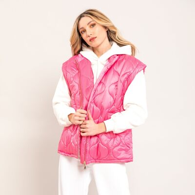 Quilted vest with zipper - ORANGE