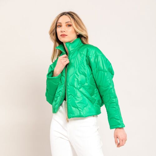 Light solid quilted down jacket - GREEN