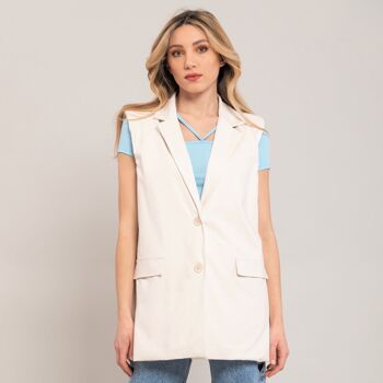 Gilet oversize en cuir écologique - BEIGE CLAIR 1