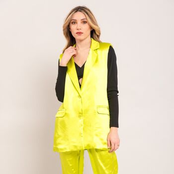 Gilet oversize effet brillant - JAUNE 10