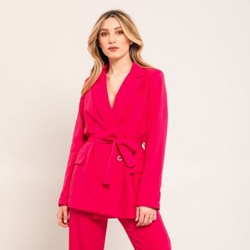 Blazer croisé avec ceinture - FUCHSIA 7