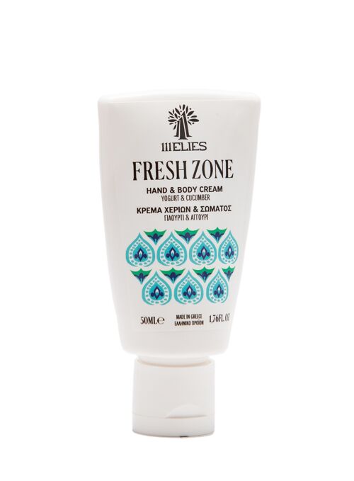 FRESH ZONE Cooling and rejuvenating hand and body cream with yogurt, cucumber, hyaluronic acid and spearmint