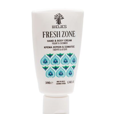 FRESH ZONE Cooling and rejuvenating hand and body cream with yogurt, cucumber, hyaluronic acid and spearmint