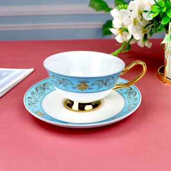 Tasse à thé et soucoupe en porcelaine turquoise Poetry 6