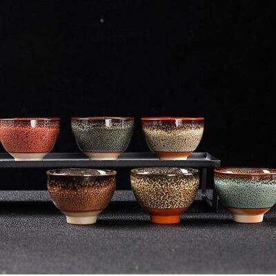 Tazas de té de cerámica estilo japonés - Juego de 6