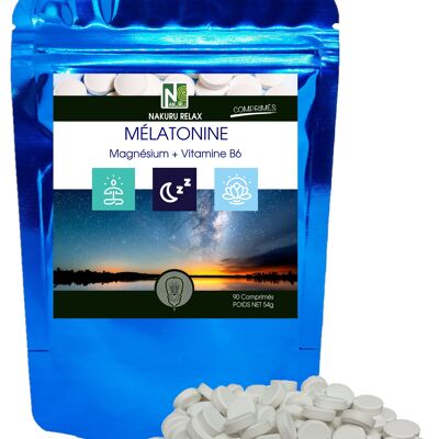 Melatonin Forte 1.8mg + Magnesium + Vitamin B6 / 90 tablets of 600mg / NAKURU Relax / Net weight: 54g