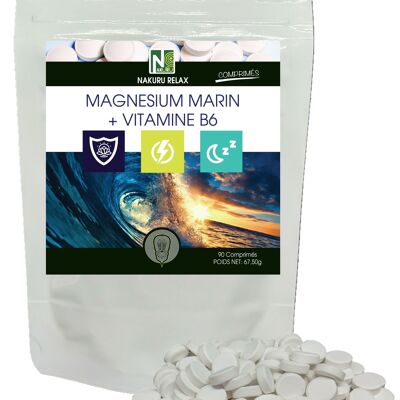 Magnesio Marino + Vitamina B6 / 90 compresse da 750mg / NAKURU Relax