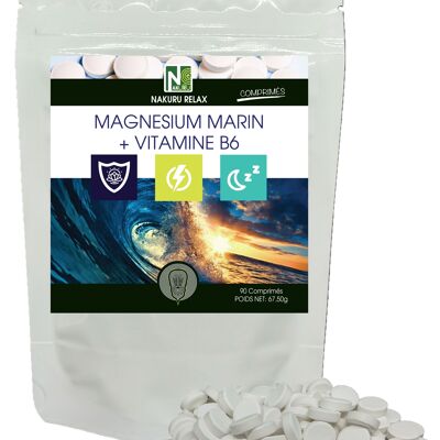 Marine Magnesium + Vitamin B6 / 90 tablets of 750mg / NAKURU Relax