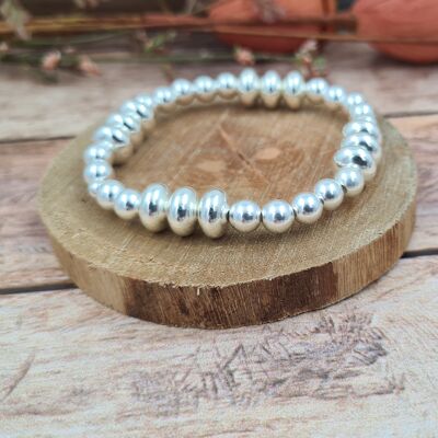 Bracelet argent 925 perles disques 8mm et 6mm