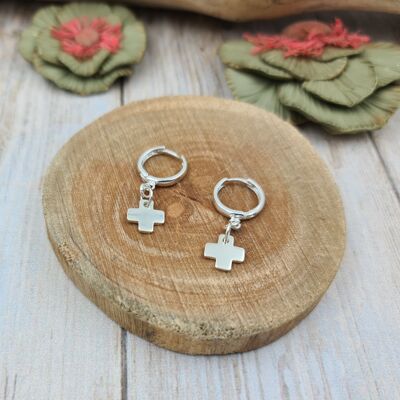 Boucles argent 925 - Pendentif croix