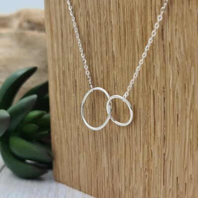 Collier court argent 925 -  anneaux entrelacés