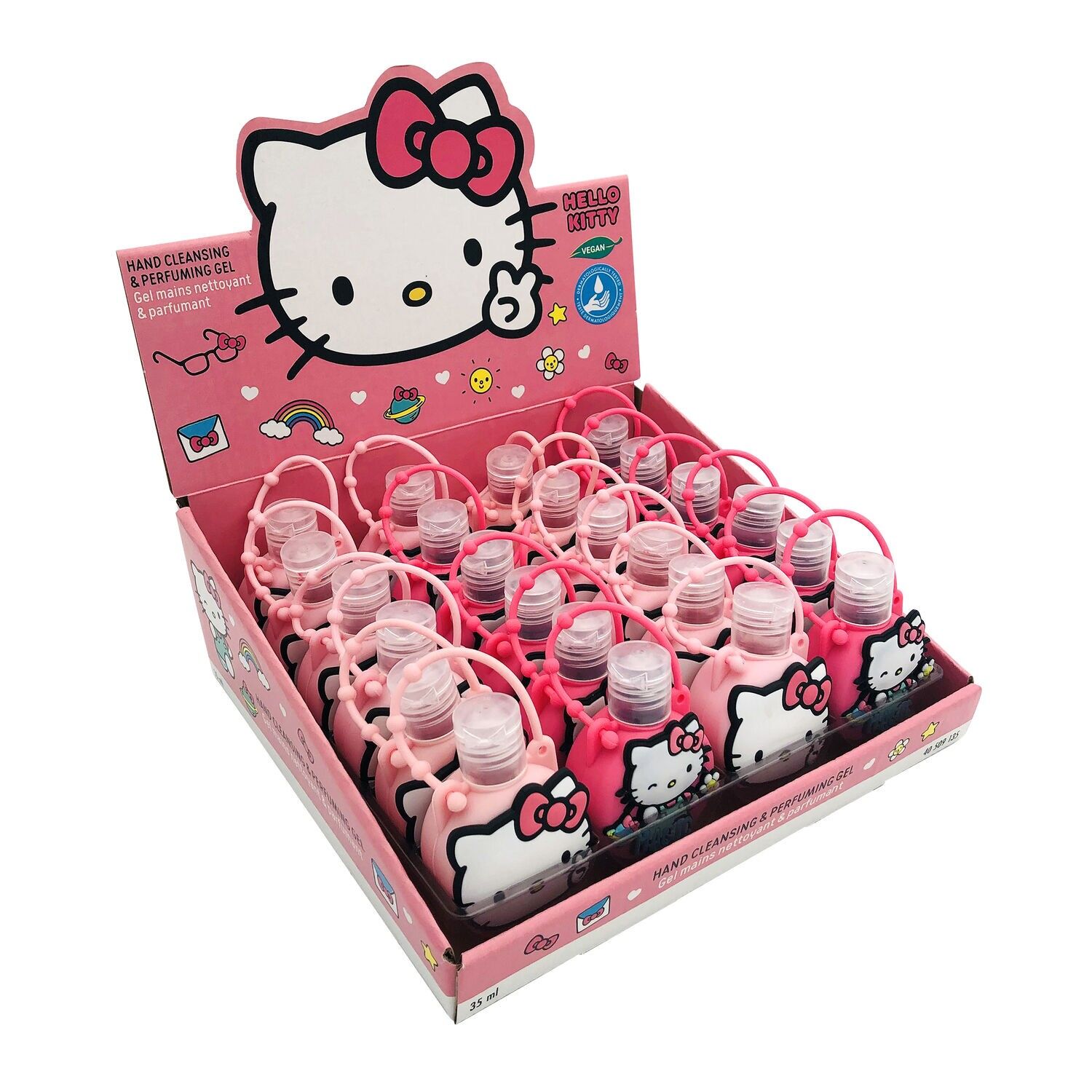 Gel detergente e profumato per le mani HELLO KITTY, custodia in silicone, 35 ml