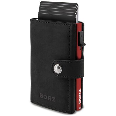 BORZ Prime MAXUS Magnetic 2 (Mit Münzfach) Black Leather - Red Case