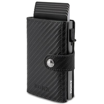 BORZ Prime MAXUS Magnetic 2 (ohne Münzfach) Carbon Leather - Anthracite Case