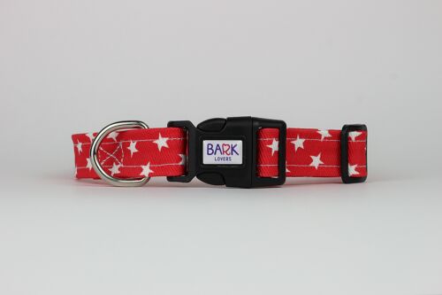 Red Stars Dog Collar 2,5 Cm Width