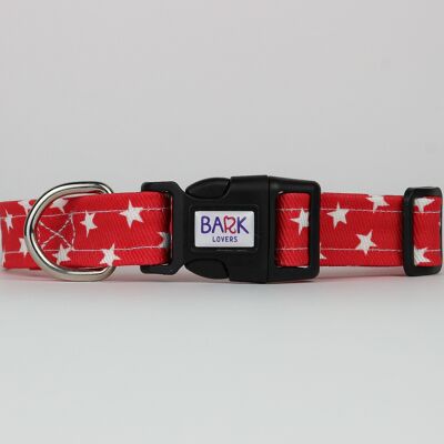 Rote Sterne Hundehalsband 2,5 cm breit