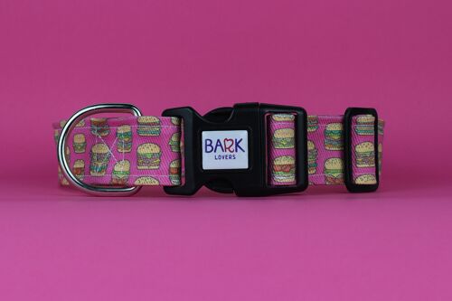 Pink Burgers Dog Collar 3,8 Cm Width - One Size