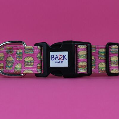 Pink Burgers Dog Collar 3,8 Cm Width - One Size