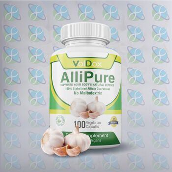 Suppléments d'ail AlliPure 100 % allicine – Capsules d'ail naturelles, extra-fortes et inodores, pilules d'ail pour aider à renforcer le système immunitaire, sans OGM, brevetées, 100 capsules végétariennes par VolDox, 450 mg. 4