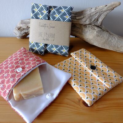Waterproof soap pouch, geometric patterns