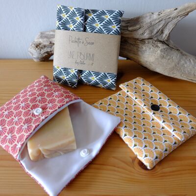 Waterproof soap pouch, geometric patterns