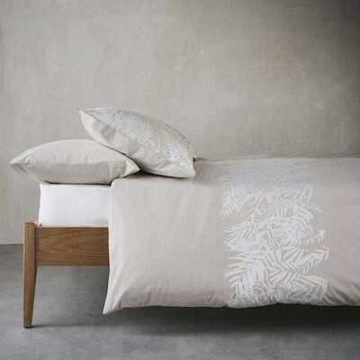 Fern Bedding Double Duvet Cover Set in Taupe ,100% Cotton 200 Thread Count Embroidery. Size 200cm x200cm