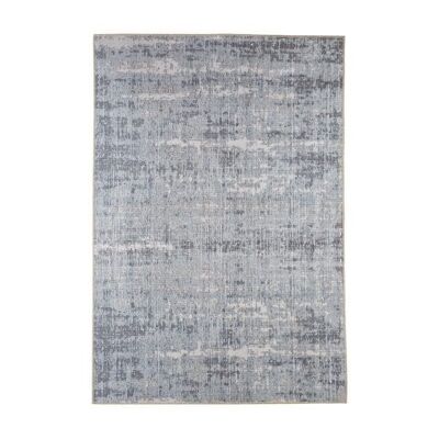 Ziri distressed ornamental designer rug in Grey,Exclusively designed  by Textured Lives, Size 120cm x 170 cm woven 
rug in Natural/Duck Egg