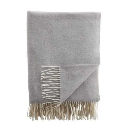 Amoura Luxury Throw in Grey ,10% cashmere 90% Superfine Merino Wool . 140cm x 200cm.