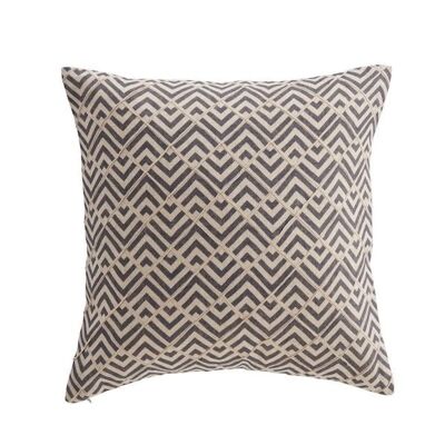 Zimi Diamond  Pattern Embriodered  Cushion cover in Blue and Beige,100% Linen,  cushion Size 45cm x 45cm ( 18' x 18' )