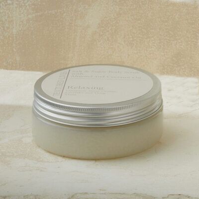 Relaxing Body Scrub with Geranium , Sweet Orange , Lavender and Ylang Ylang with Argan oil , Aloe vera and Honey . 300g