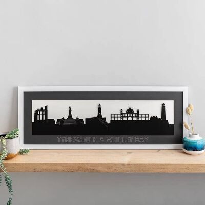 Tynemouth & Whitley Bay Papercut Scene with Mount
