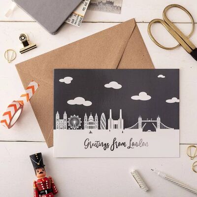 London Day Scene A5 Foil Greetings Card