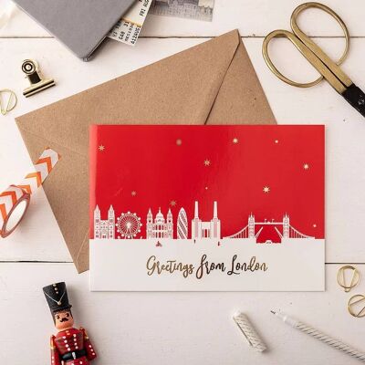 London Night Scene A5 Foil Greetings Card