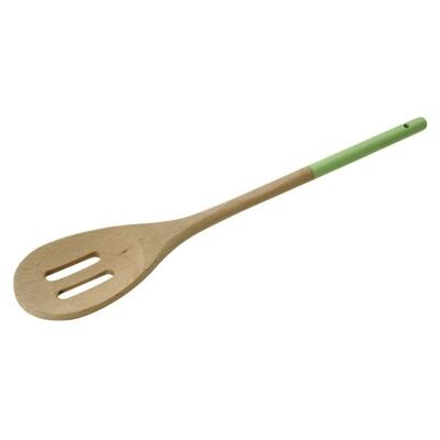 Openwork wooden kitchen spoon 30 x 5.5 cm Tasty Green