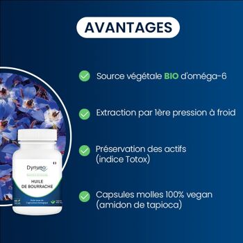 HUILE DE BOURRACHE 500 mg / 60 capsules végétales NOUVEAUTÉ 2