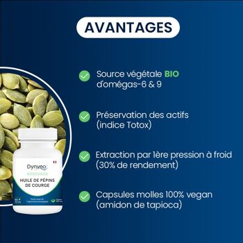 HUILE DE PEPIN DE COURGE 500 mg / 60 capsules végétales NOUVEAUTÉ 3