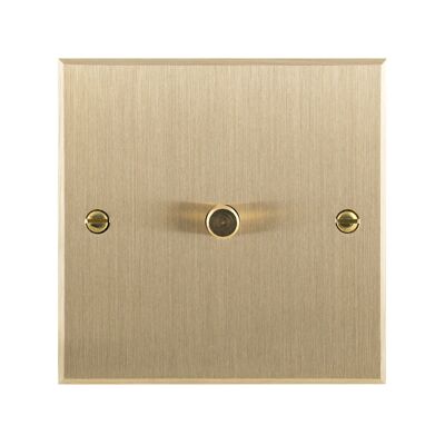 Chamfered edges push button with brushed brass screws