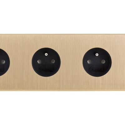 Triple Outlet, Chamfered Edges, Screwless, Brushed Brass
