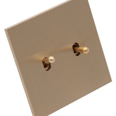 double rocker switch in brushed brass without screws and straight edges