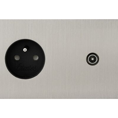Double screw PC-TV plate brushed nickel finish