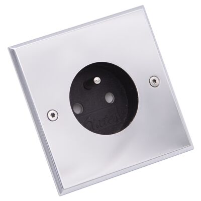 Screw socket outlet, with chamfer, chrome finish