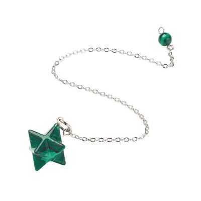 Merkaba Star Pendulum, Malachite (Stabilised)