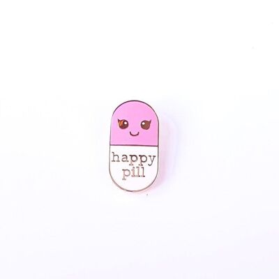 Pin Happy Pille weiß rosa