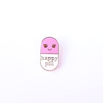 Pin's Happy pill blanc rose 1
