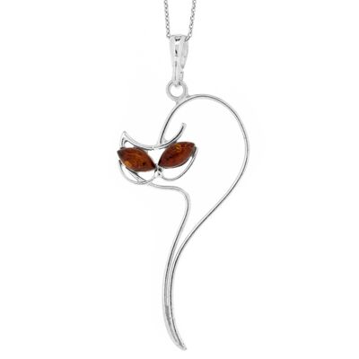 Cognac Amber Cat Pendant with 18" Trace Chain and Presentation Box